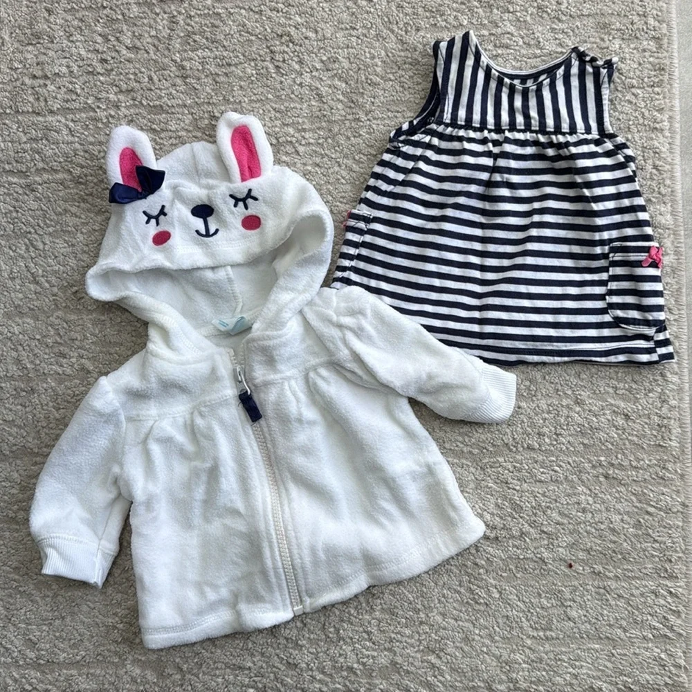6 Piece Girl's Carter's, Old Navy Tops and Bottoms Bundle - Size 3-6 Months